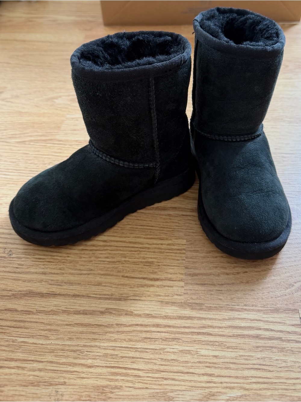 UGG Kids Black Classic Short Suede Boots